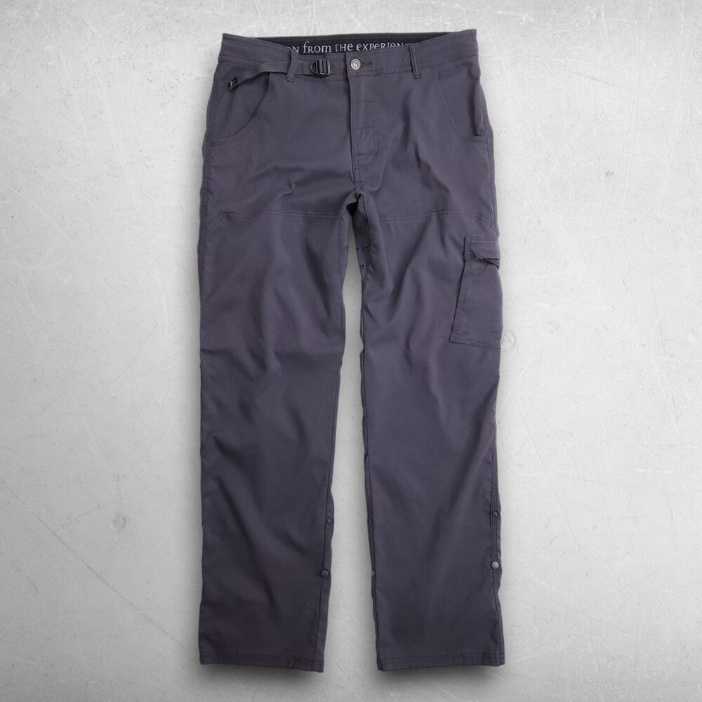 Prana Cargo Hiking Pants Straight Leg Roll Up Cuffs Adj Waist Men Mx32L Dk Gray